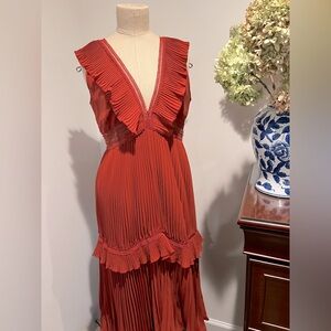 SELF-PORTRAIT Calla Pleated Dress, size 14 UK